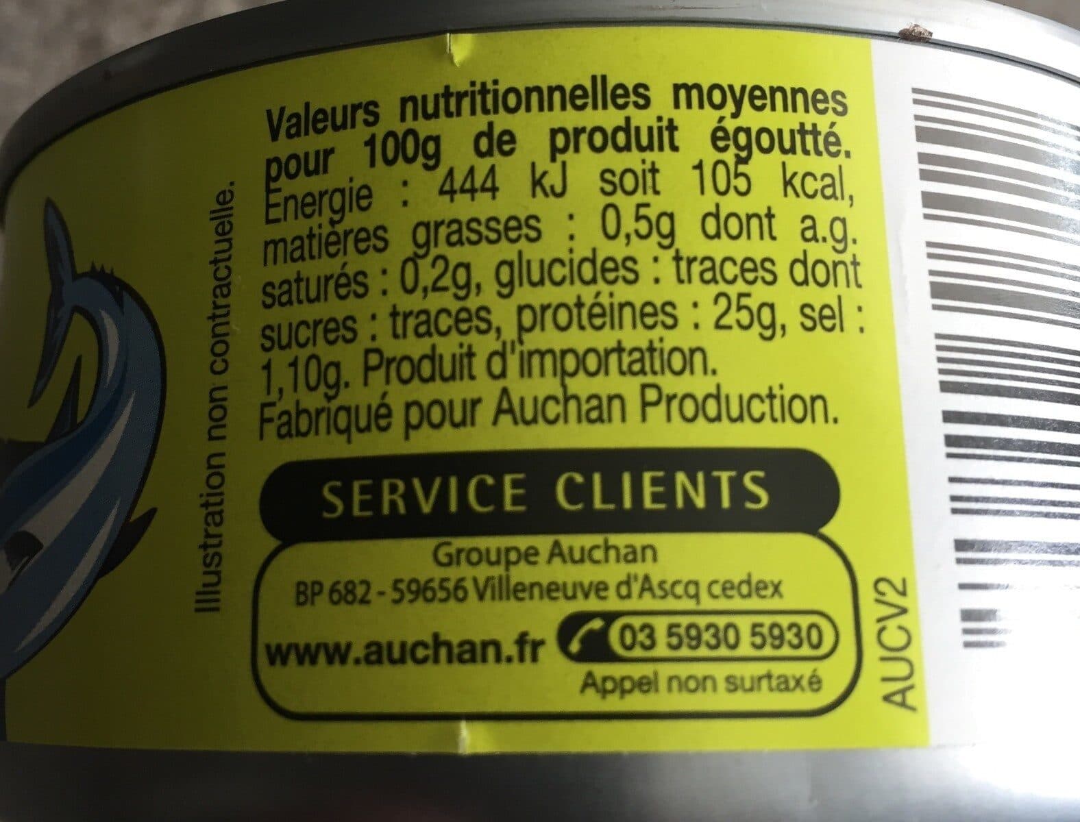 Auchan Morceaux de thon au naturel packshot