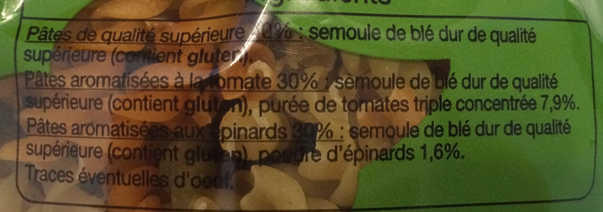Auchan Pâtes torti tricolores de qualité supérieure packshot