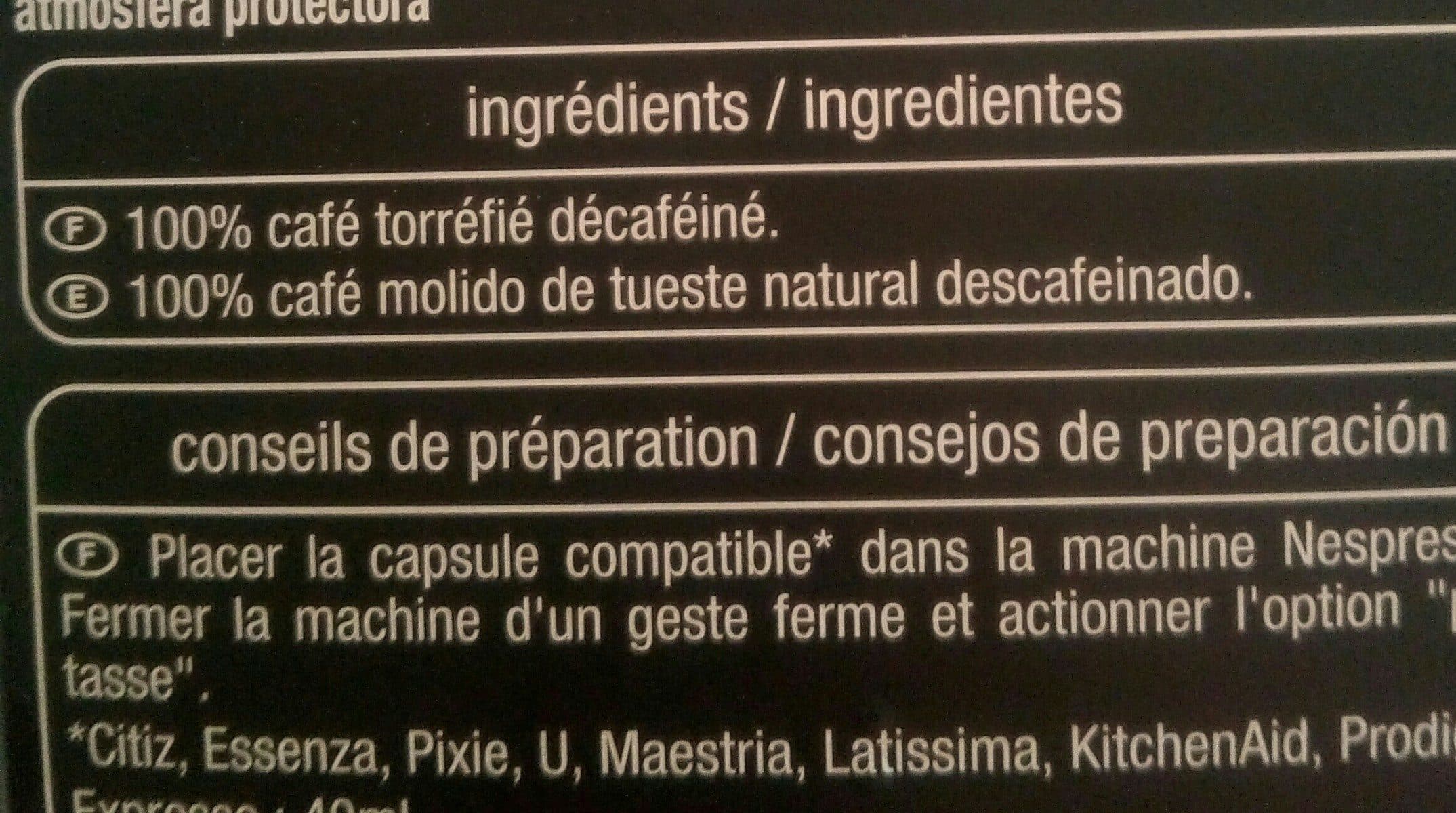 Open Food Facts Café Décafeinato 10 capsules Intensité 4. packshot