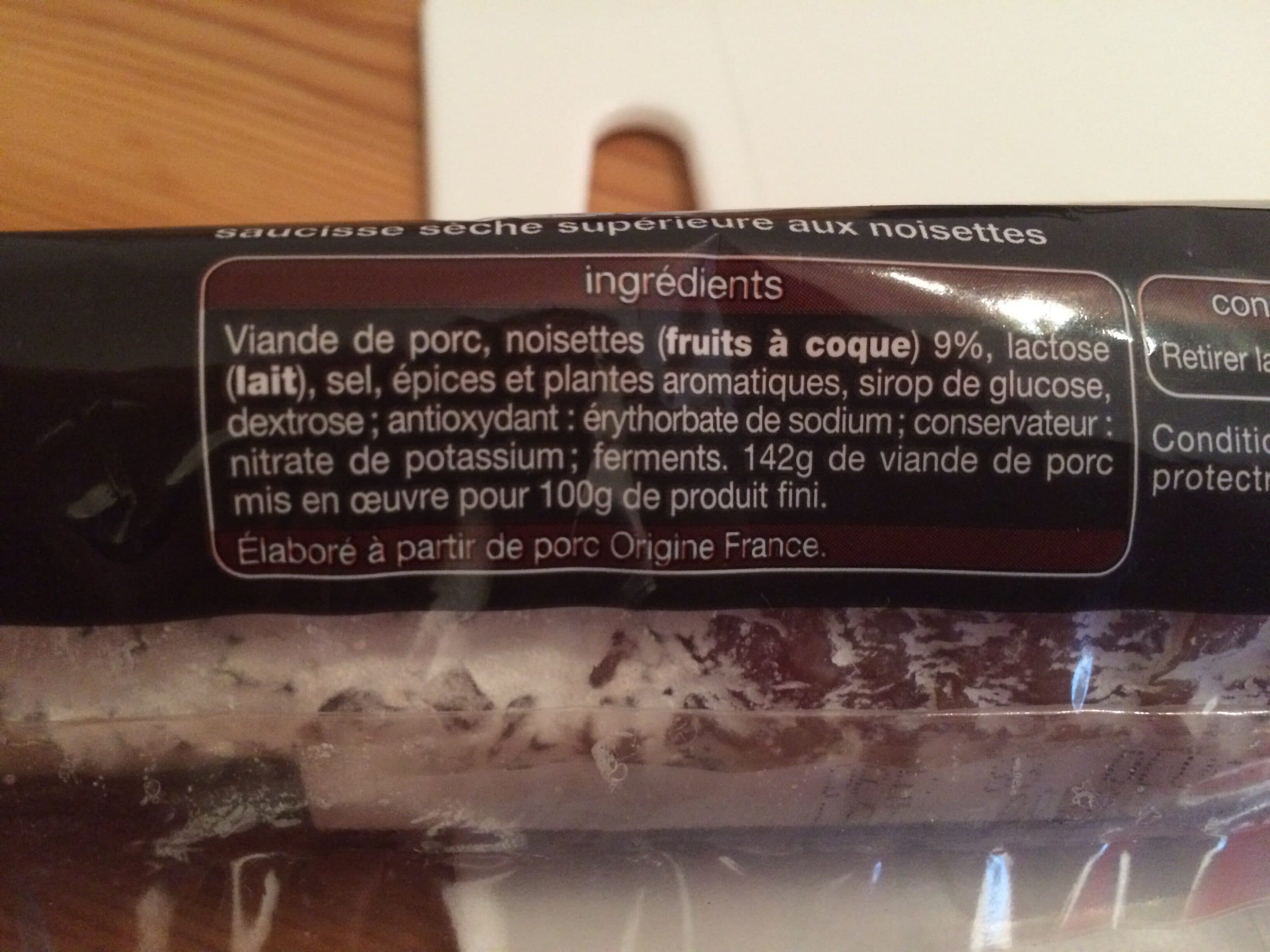 Auchan Saucisse sèche aux noisettes packshot