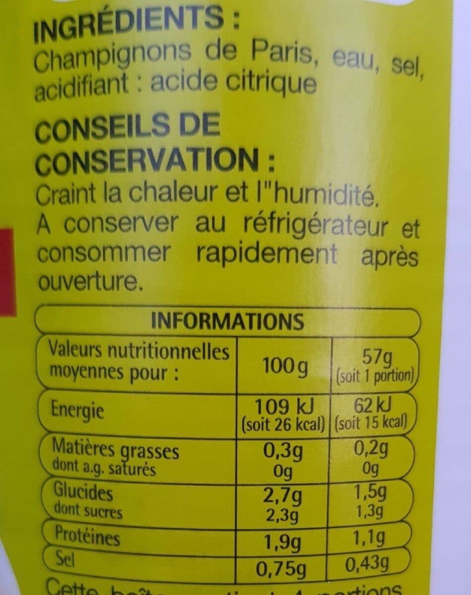 Auchan Pouce champignons entiers 1er choix boite 1/2 230g packshot
