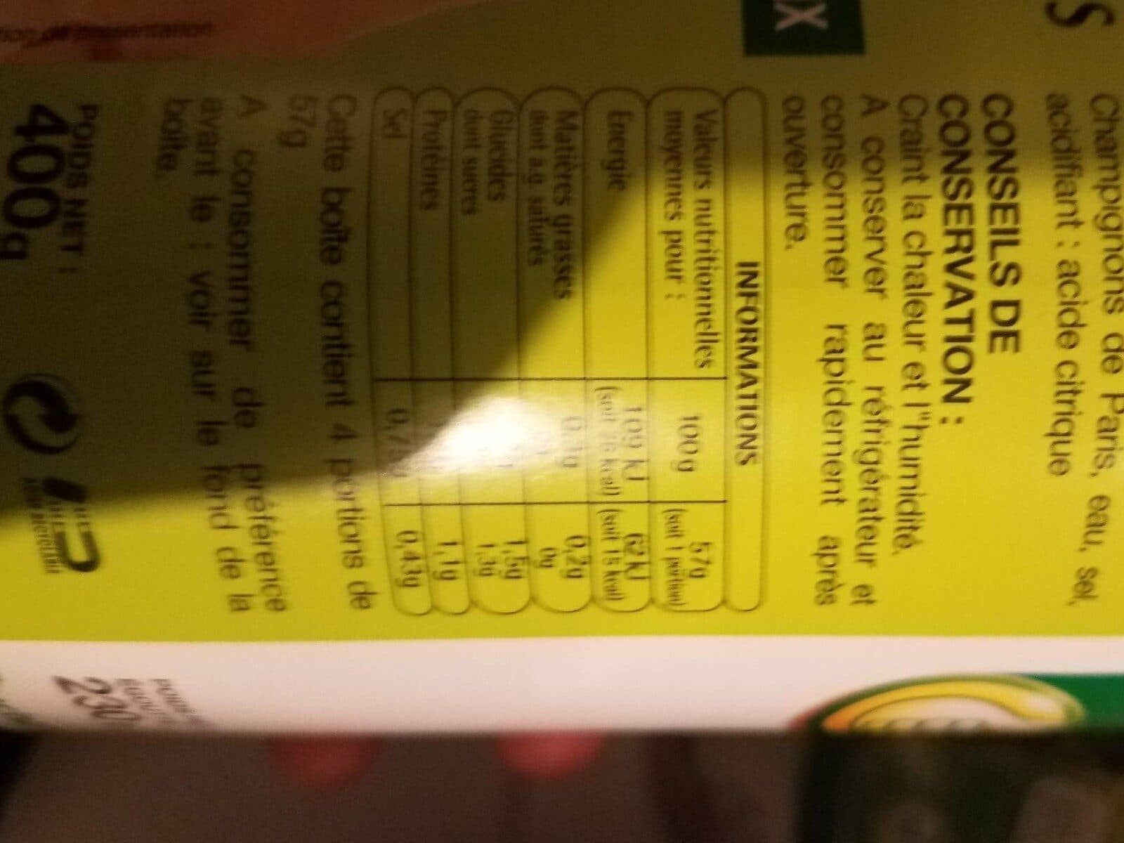 Auchan Champignons de Paris Pieds et Morceaux packshot