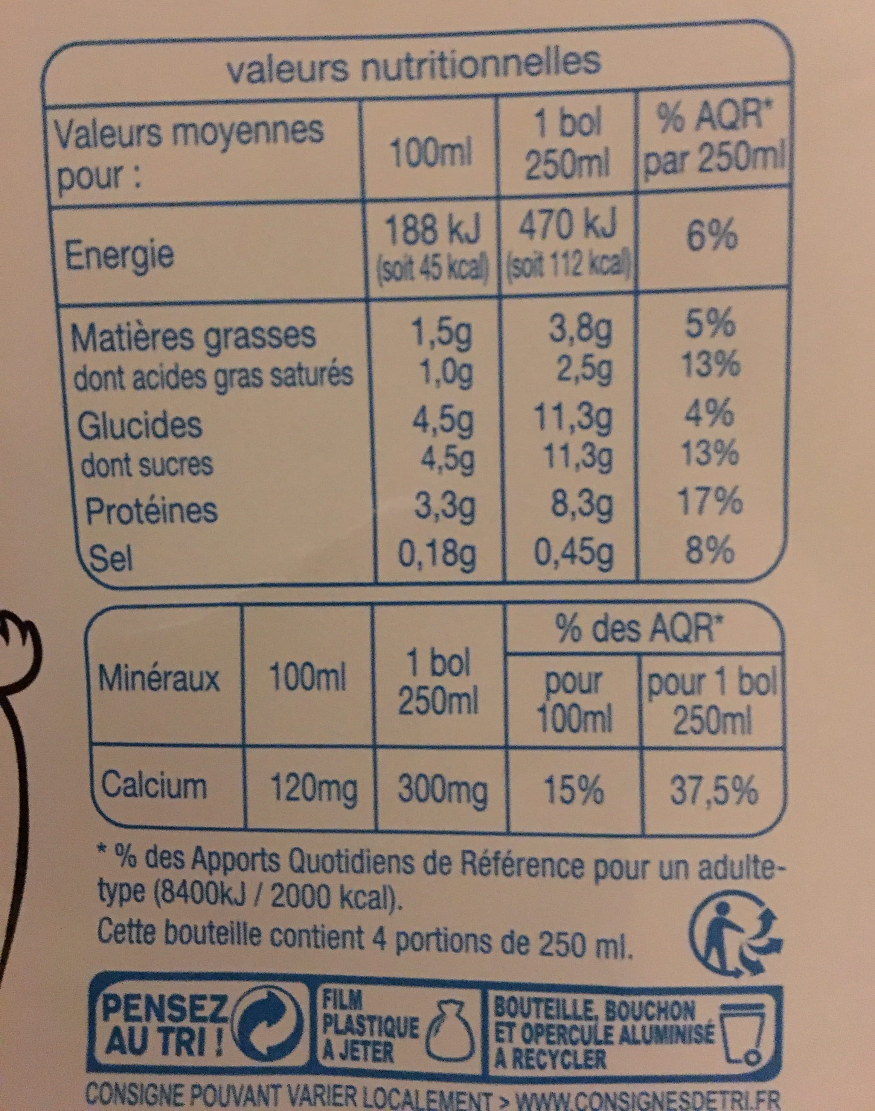 Auchan Lait de chèvre demi-écrémé packshot