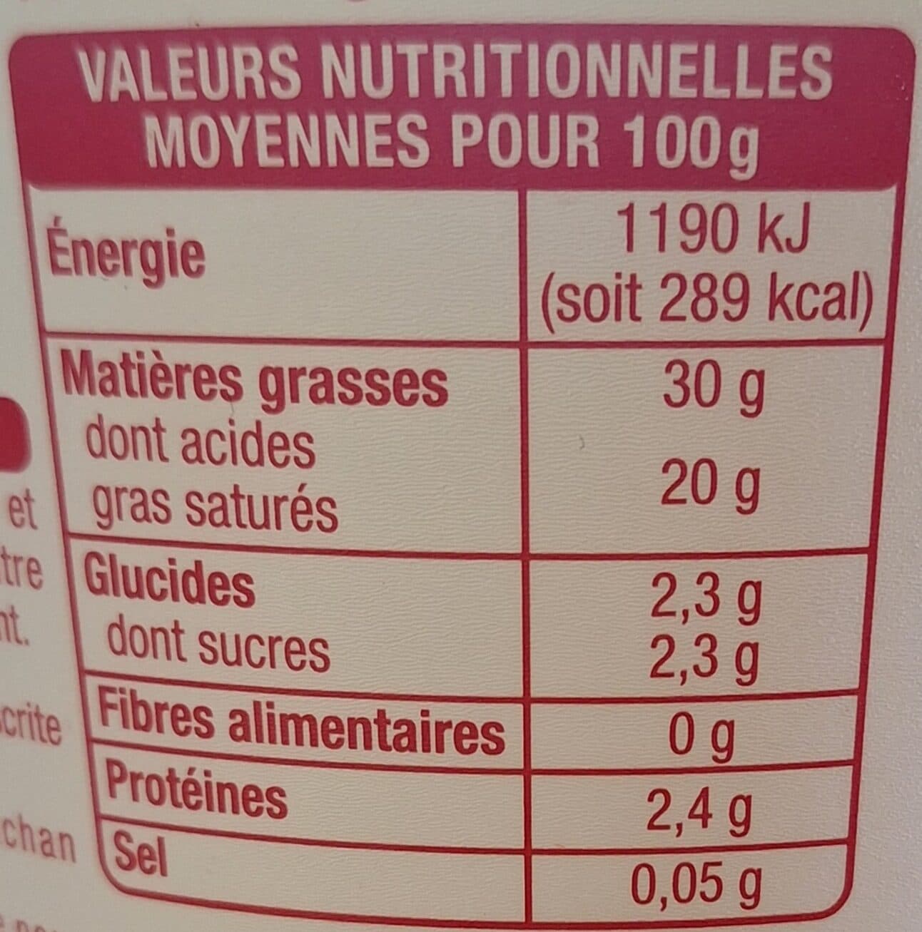 Auchan Crème entière épaisse30% Mat. Gr. packshot