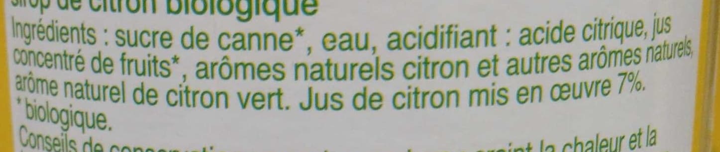 Auchan Sirop citron bio packshot