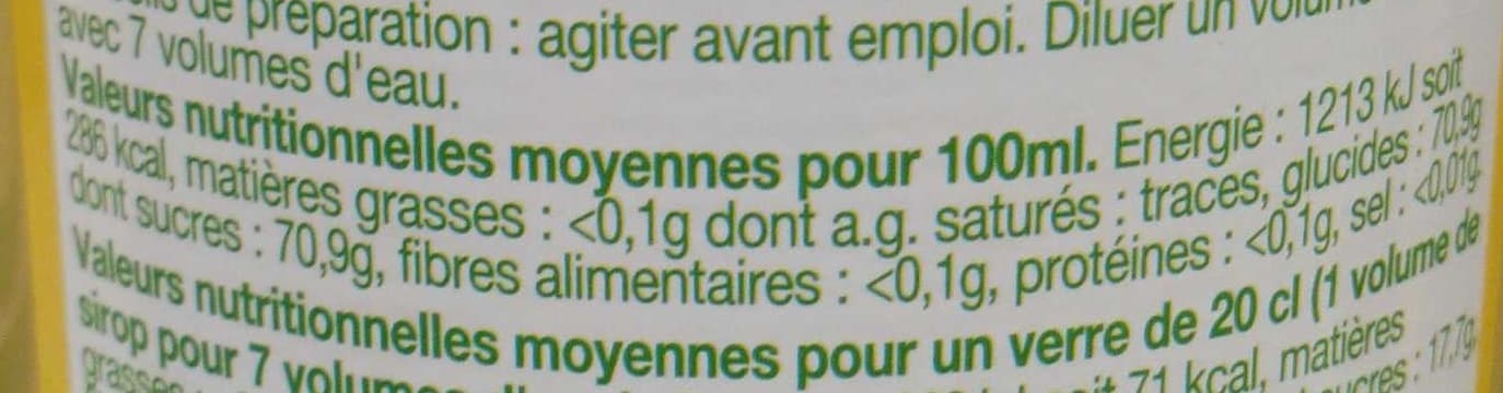Auchan Sirop citron bio packshot