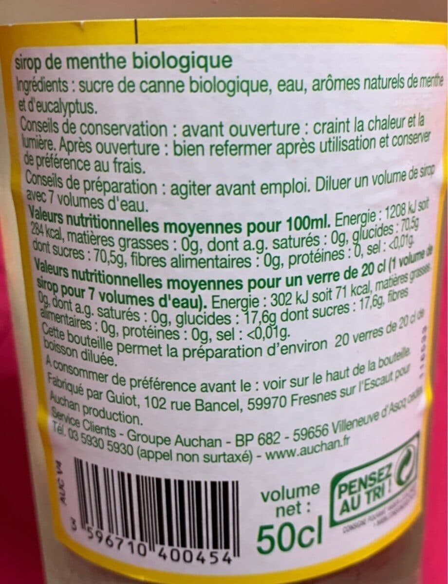 Auchan Sirop menthe bio packshot