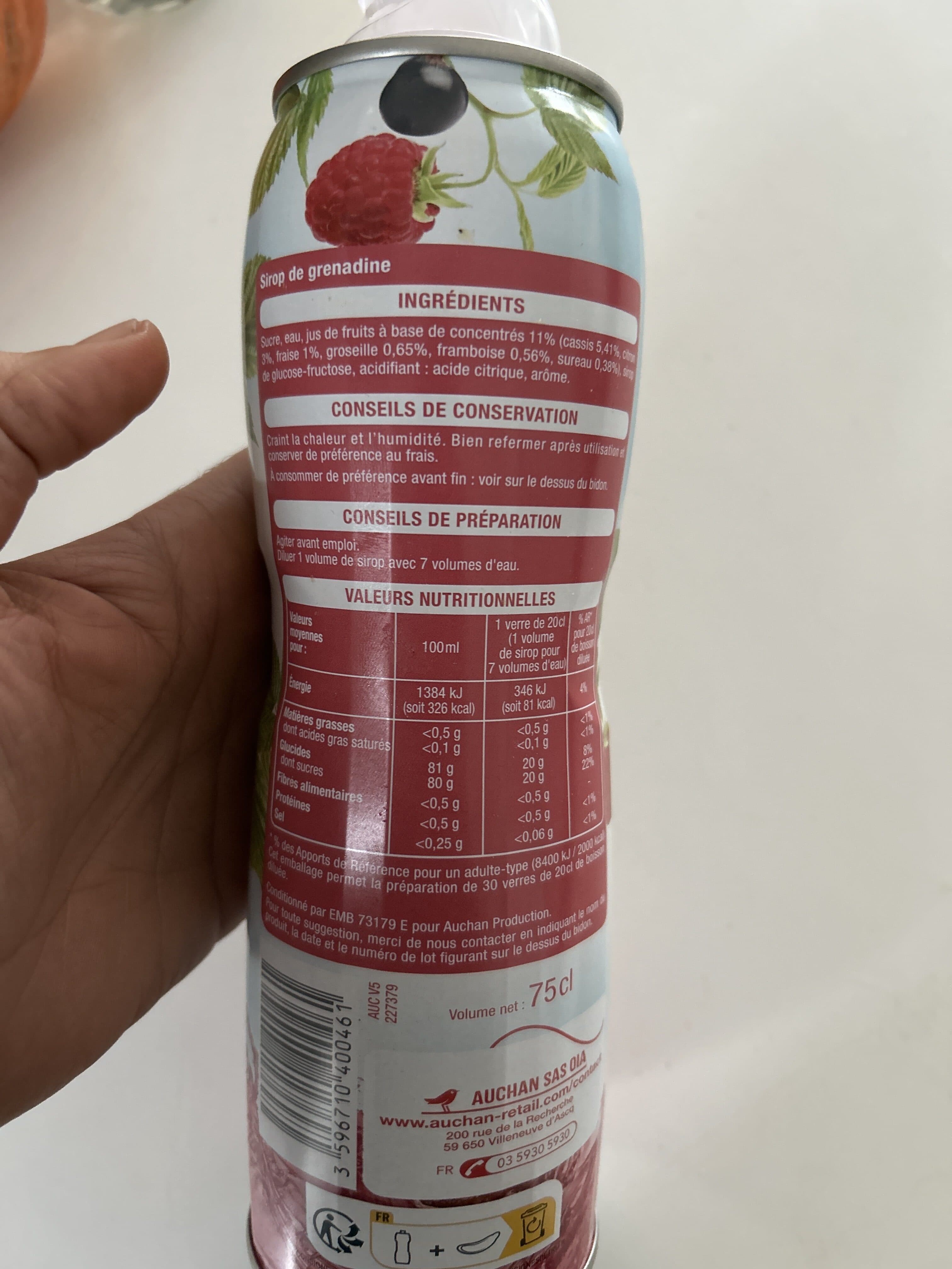 Auchan Sirop de Grenadine packshot