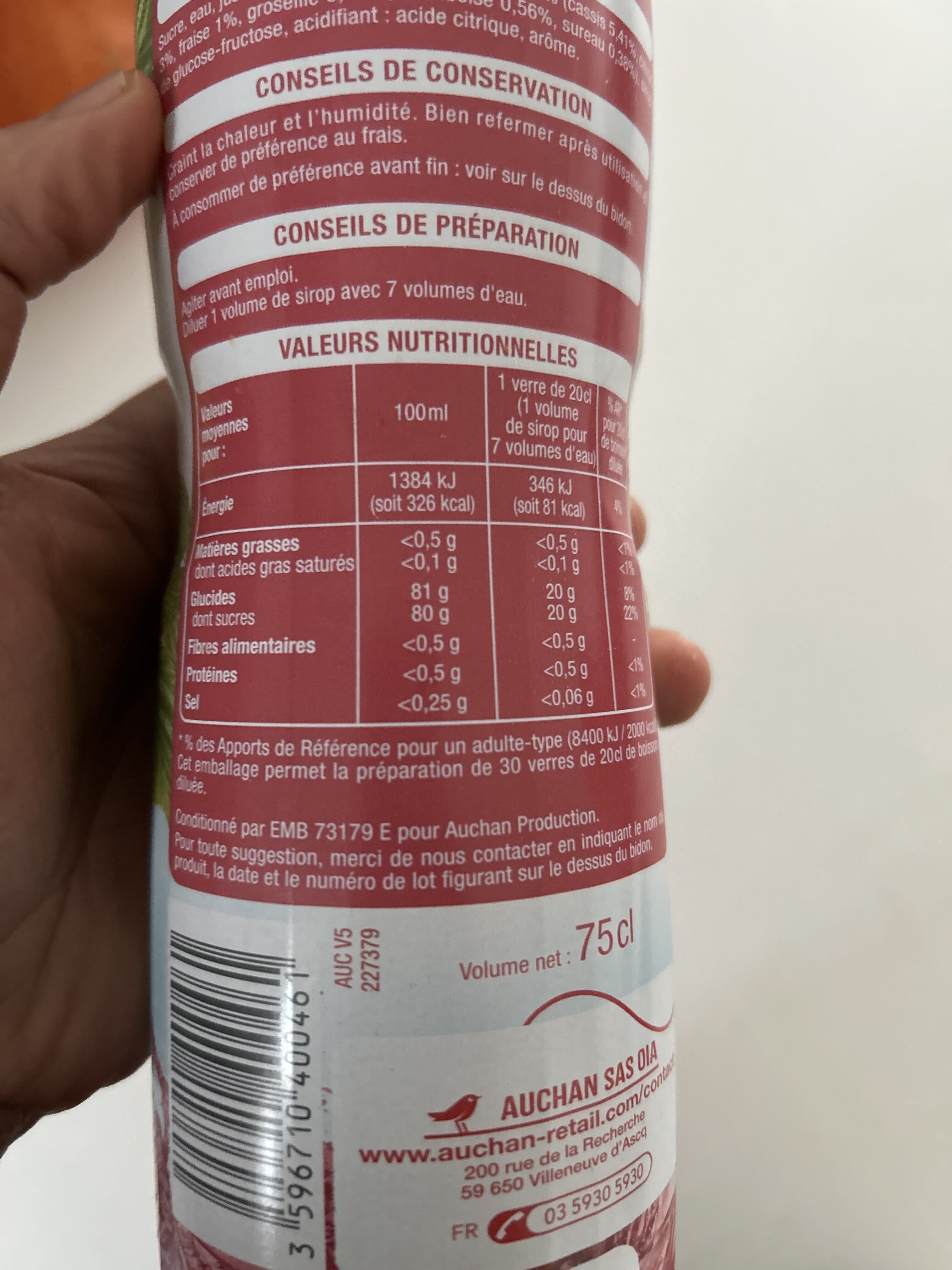Auchan Sirop de Grenadine packshot