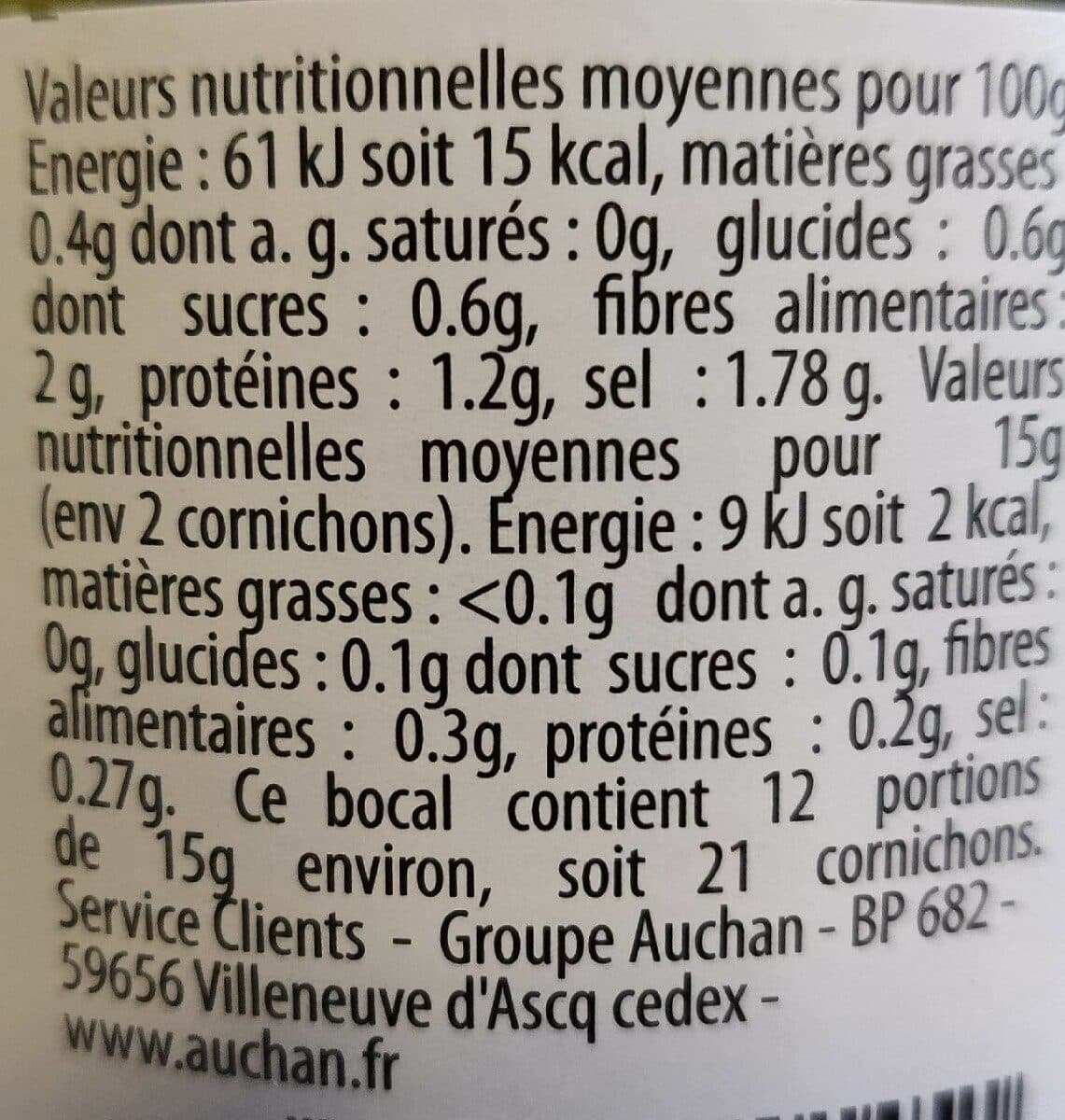 Auchan Cornichons très fins croquants packshot