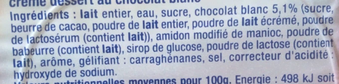 Auchan Crème dessert chocolat blanc packshot