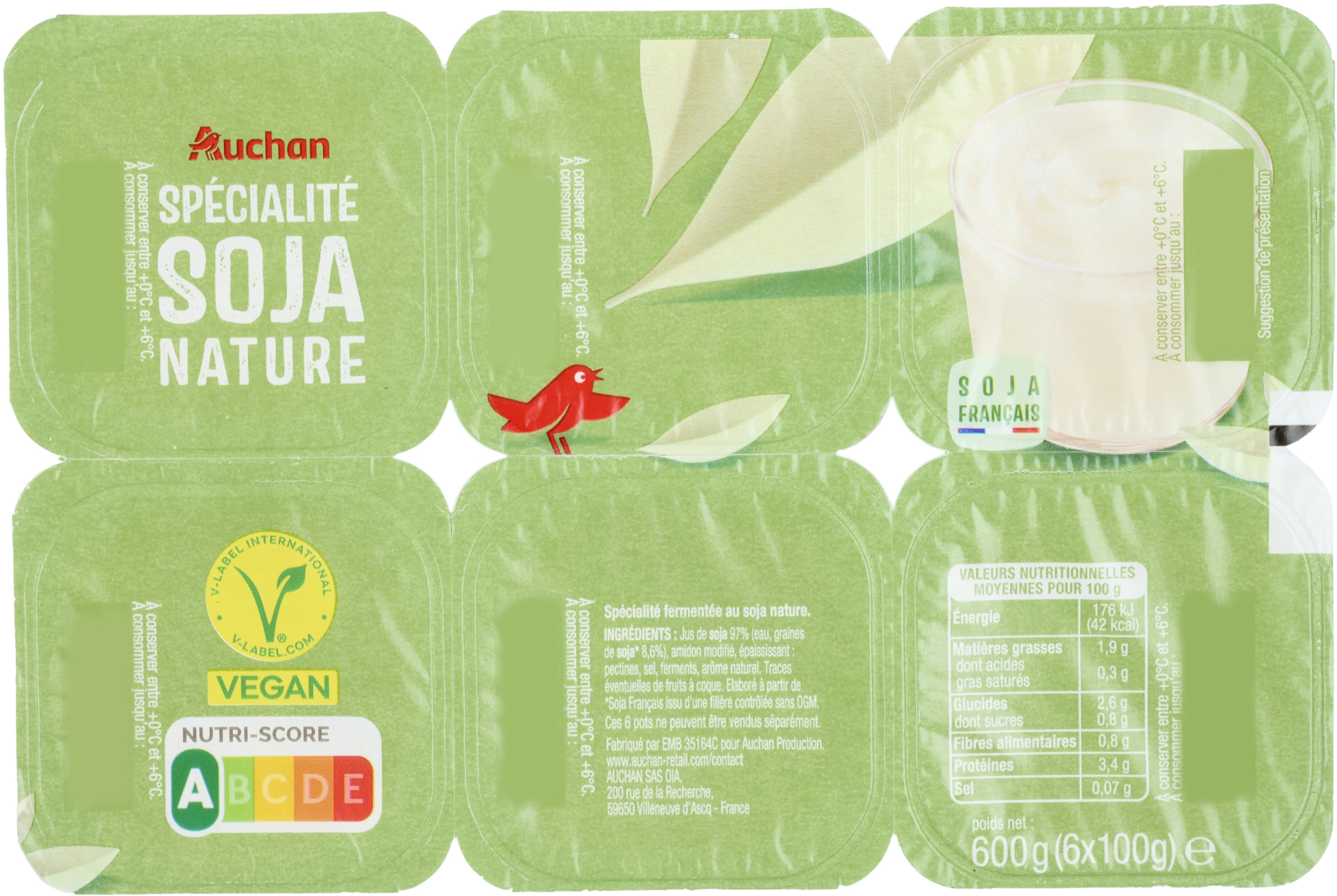 Auchan spécialité soja naturePicto Soja Origine France packshot