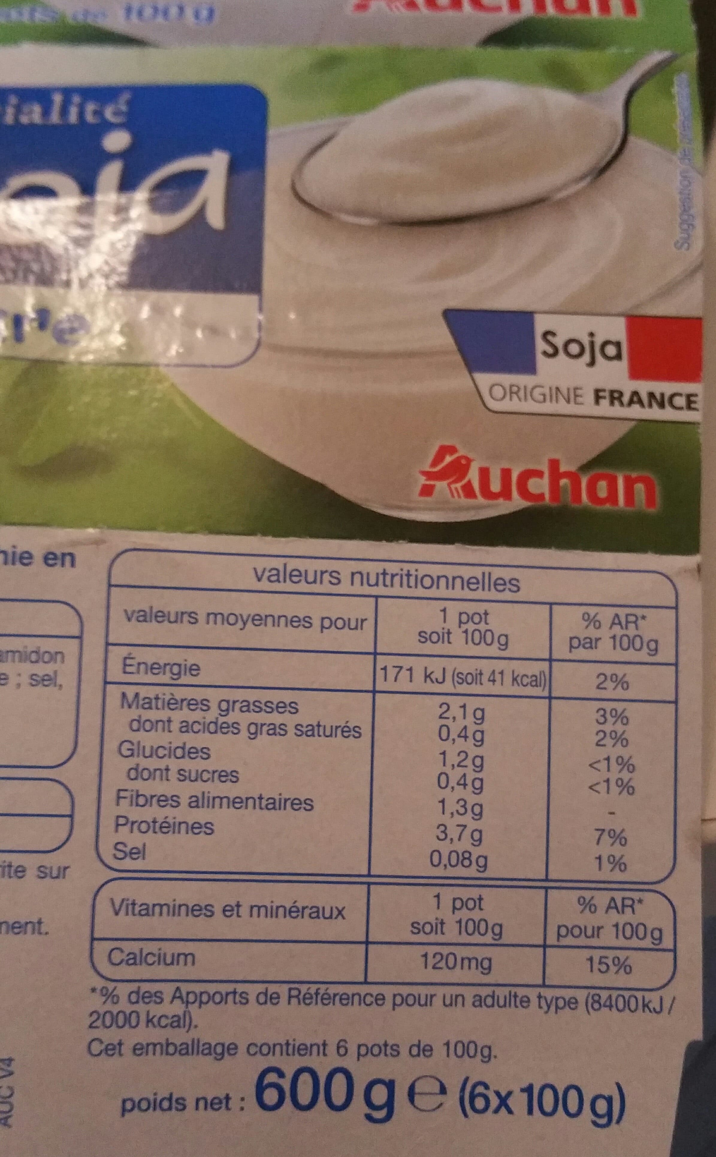 Auchan spécialité soja naturePicto Soja Origine France packshot