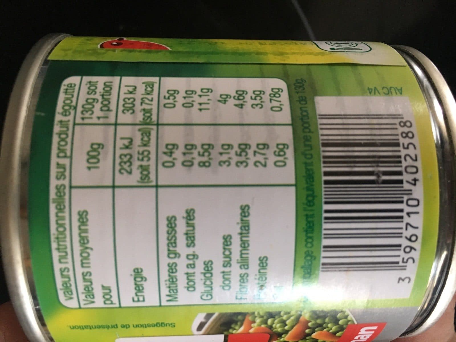 Auchan Petits pois carottes à l'étuvée extra-fins packshot