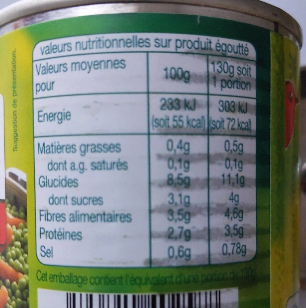 Auchan Petits pois carottes à l'étuvée extra-fins packshot