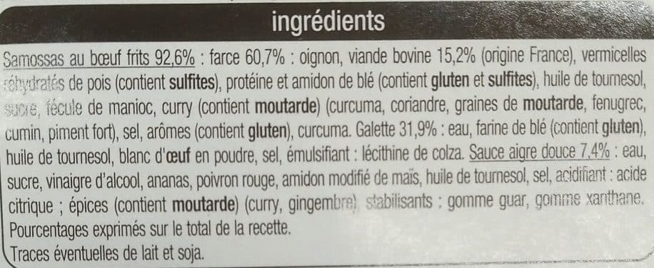 Auchan RECETTE DES INDESsamossas bœufsauce aigre douce+ 1 GRATUIT5 samossas + 1 sachet de sauce packshot