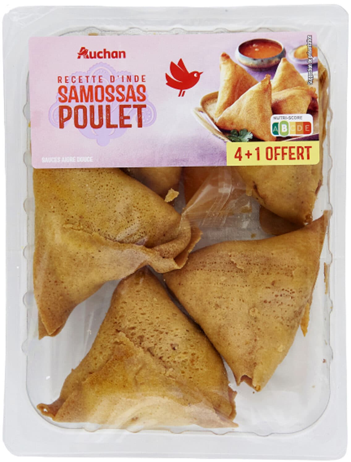 Auchan Recette d'indesamossa pouletsauces aigre douce4 +1 offert packshot