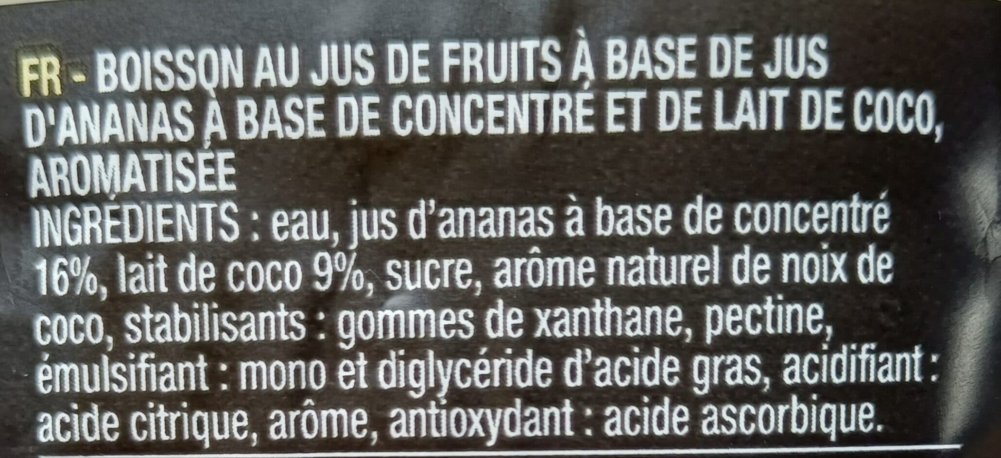 Auchan INSTANT GOURMAND PINA COLADAJUS D'ANANAS et LAIT DE COCOSANS ALCOOL packshot