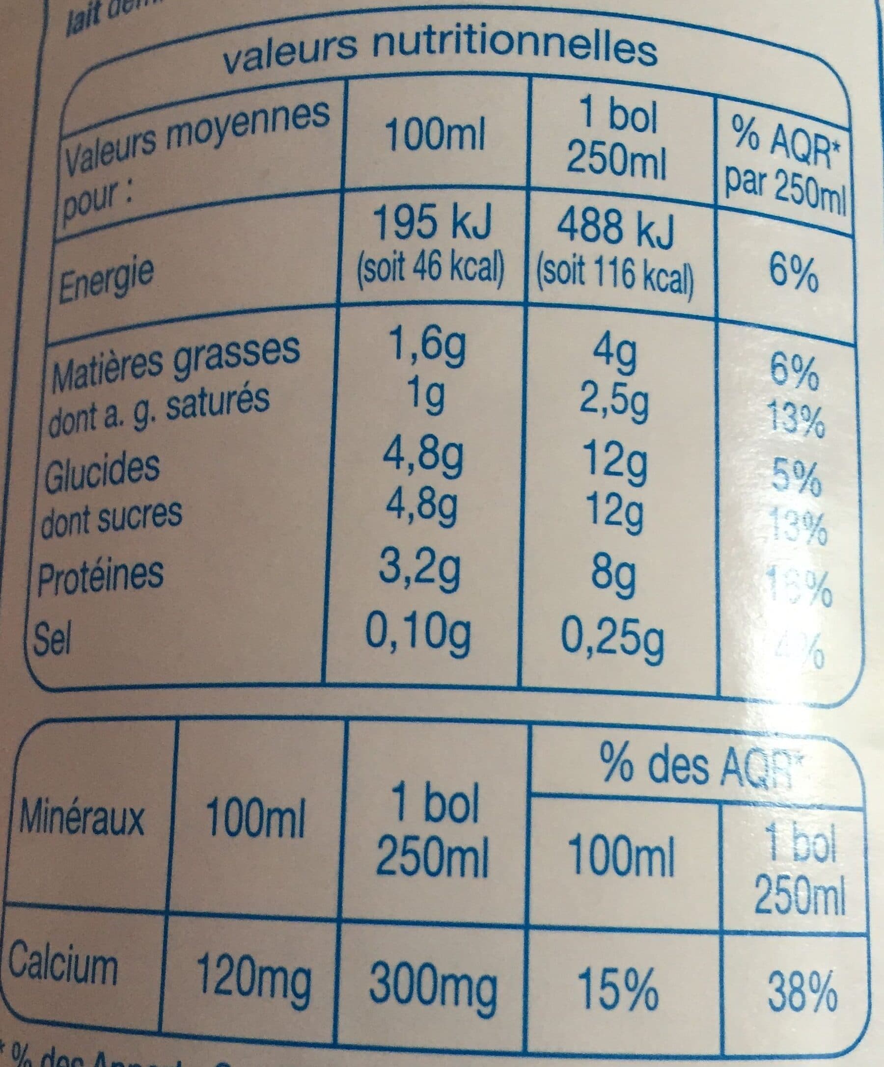 Auchan Lait demi écrémé packshot