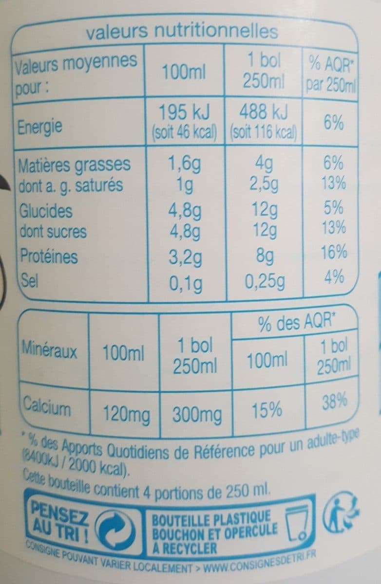 Auchan Lait demi écrémé packshot