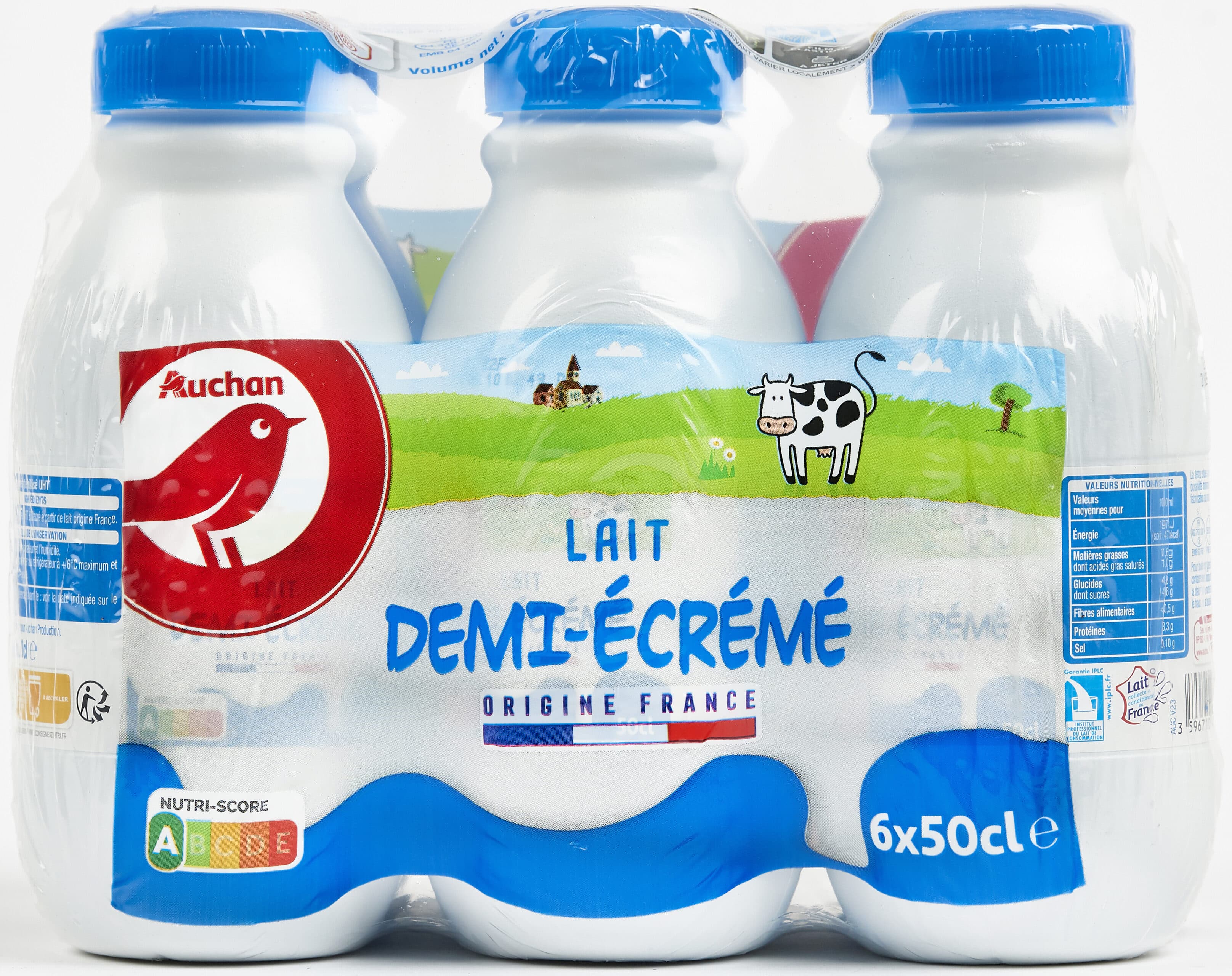 Auchan Lait demi-écrémé packshot
