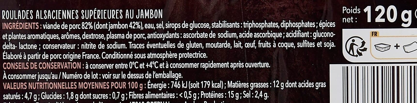 Auchan Roulades Alsaciennes au jambon packshot