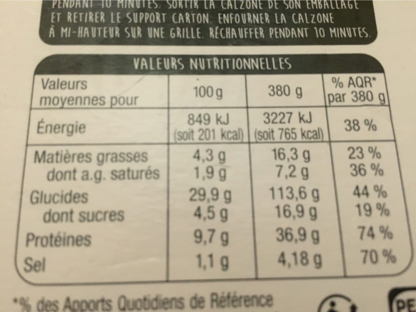 Auchan Calzone jambon - fromage packshot