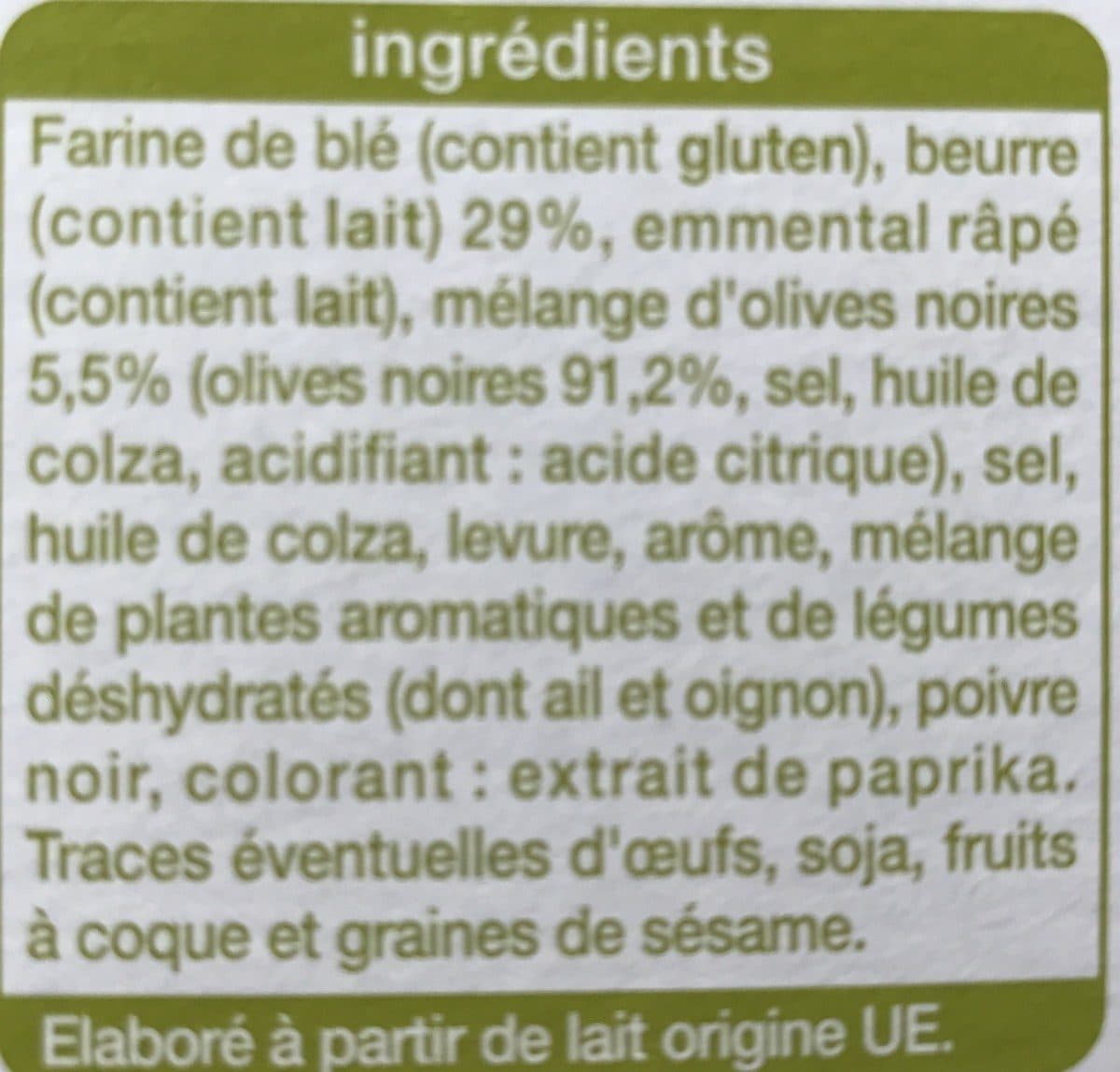Auchan Palmiers pur beurre olives noires packshot
