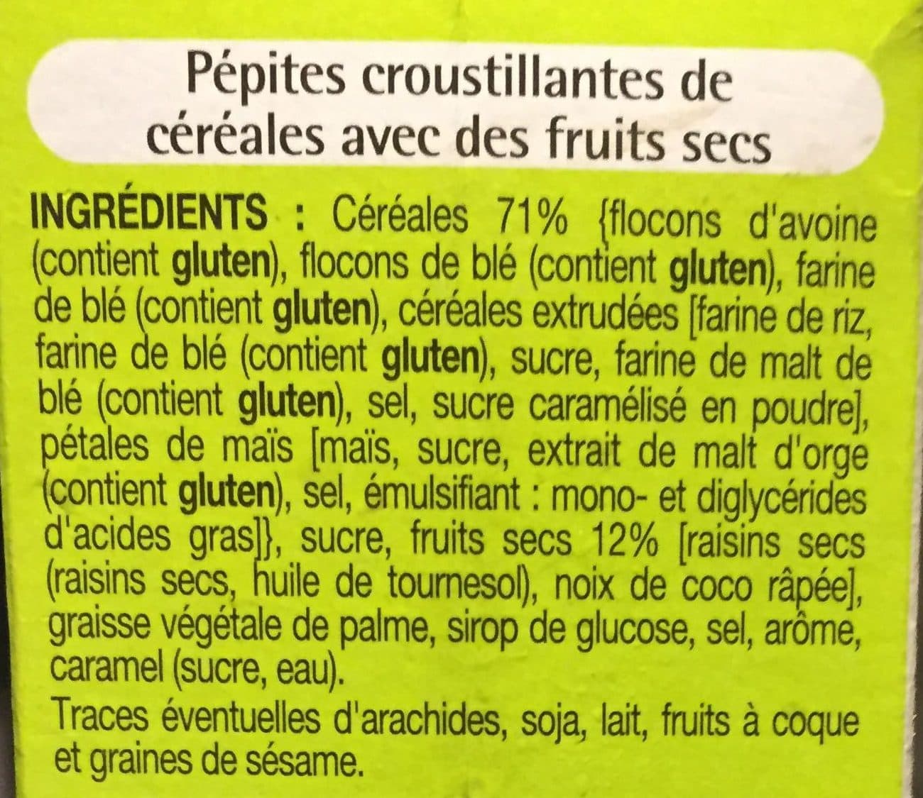 Auchan Muesli Croustillant aux fruits secs packshot