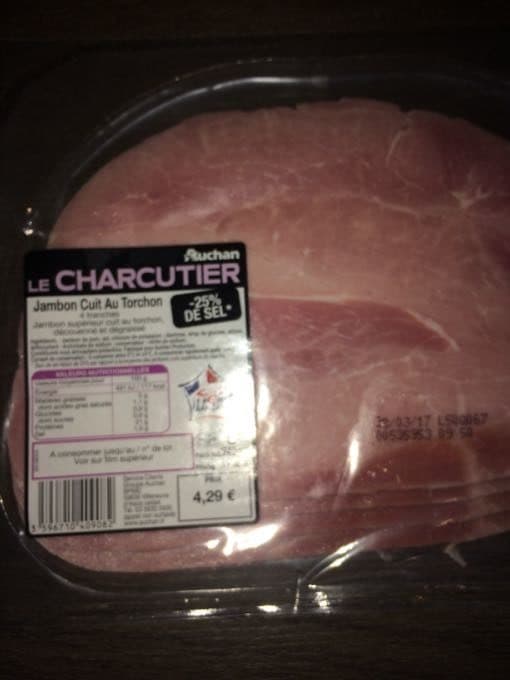 Le Charcutier Auchan Jambon Cuit Au Torchon packshot