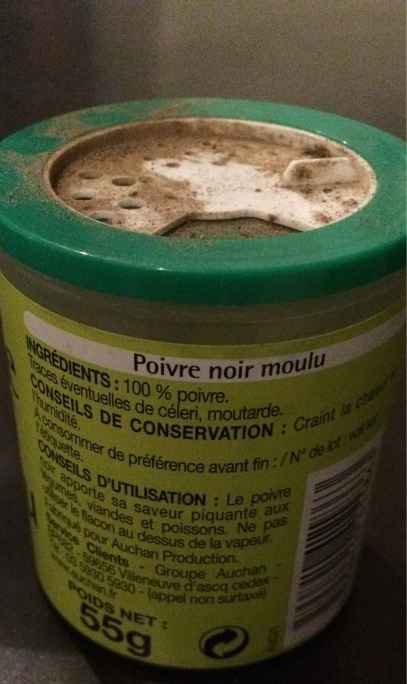 Auchan poivre noir moulu packshot