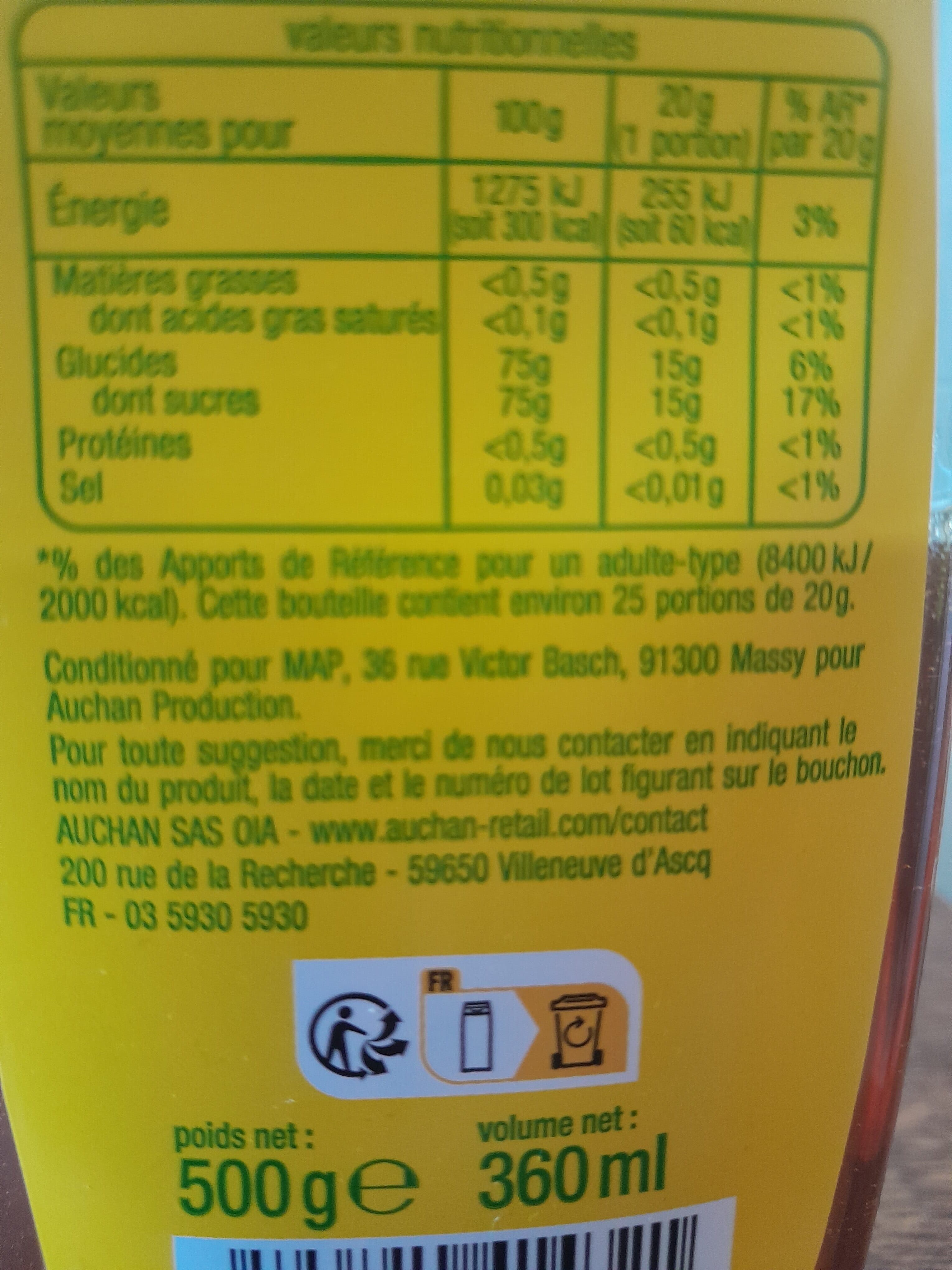 Auchan Sirop d'agave bio packshot