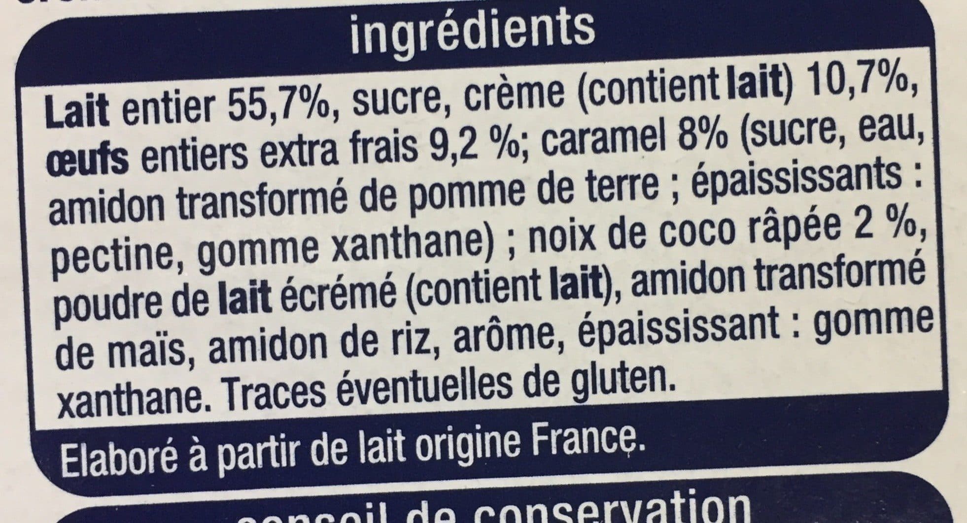 Auchan Crème aux œufs - Noix de coco- Sur lit de caramel packshot