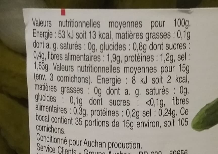 Auchan Cornichons extra-fins aux 5 aromates packshot