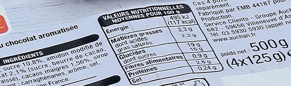 Auchan Crème Dessert Saveur Choco Cookies packshot
