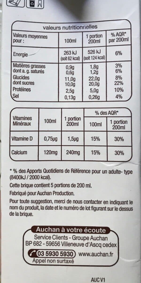 Auchan Boisson lactee chocolat packshot