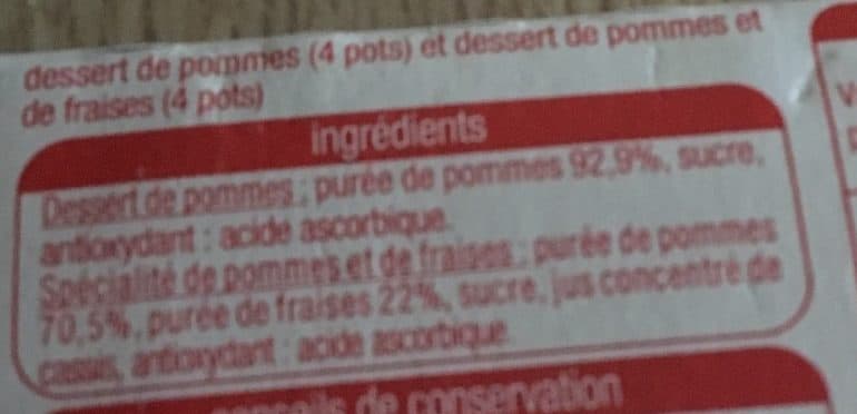 Auchan 4 dessert pomme /4 spécialité de pomme fraise ,aromatisé packshot