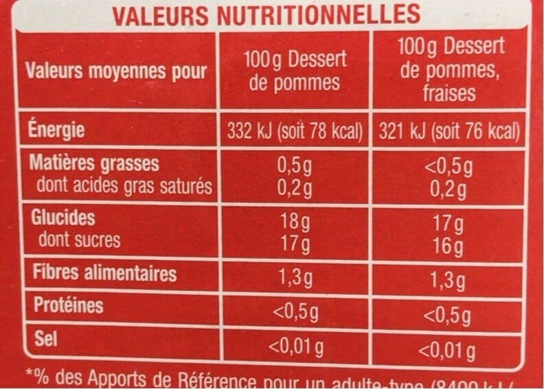 Auchan 4 dessert pomme /4 spécialité de pomme fraise ,aromatisé packshot