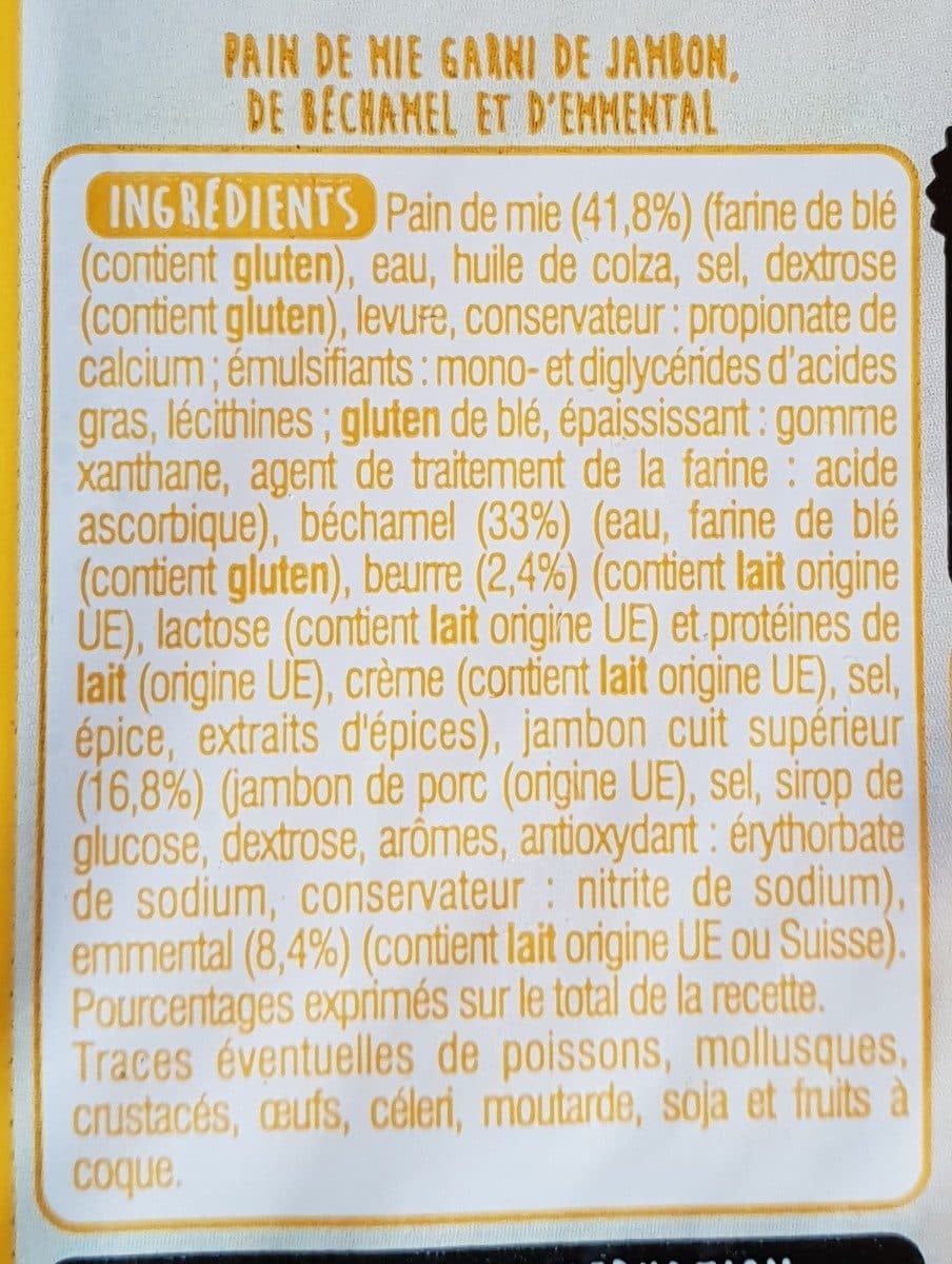 Auchan CROQUE BISTROT BÉCHAMEL GRATINÉ À L'EMMENTAL et JAMBON SUPÉRIEUR packshot
