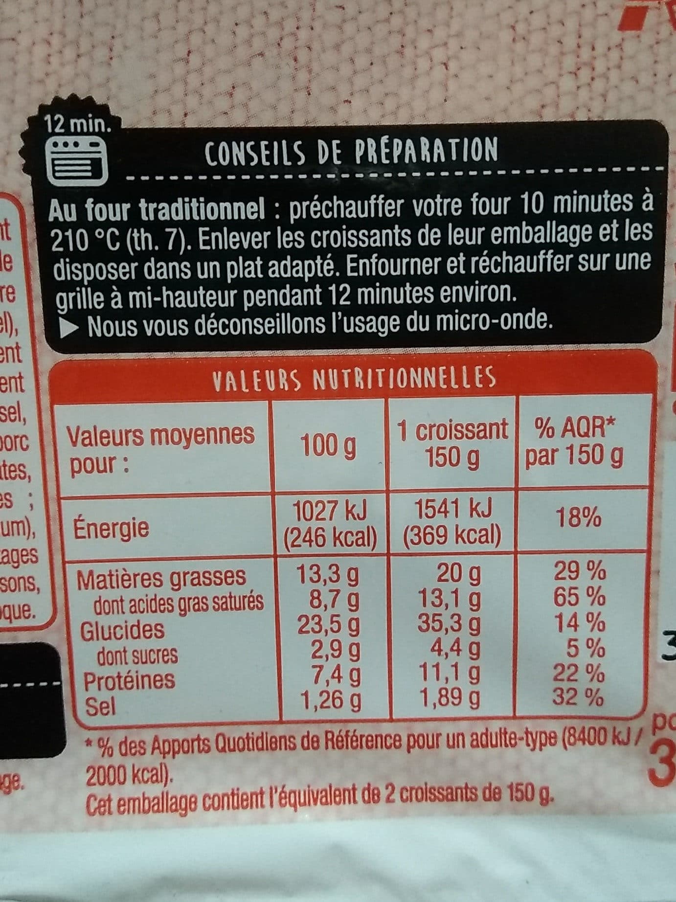 Auchan Croissants jambon emmental packshot