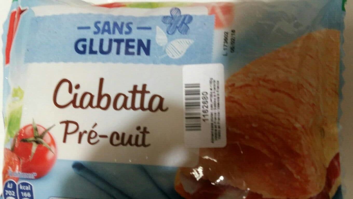 Auchan mieux vivre Ciabatta pré-cuit sans gluten packshot