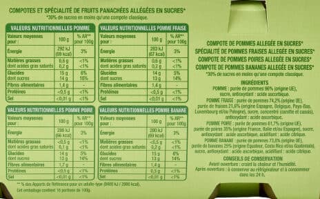 Auchan Compotes et spécialités de fruits panachés allégées en sucre ( 4 parfums ) packshot