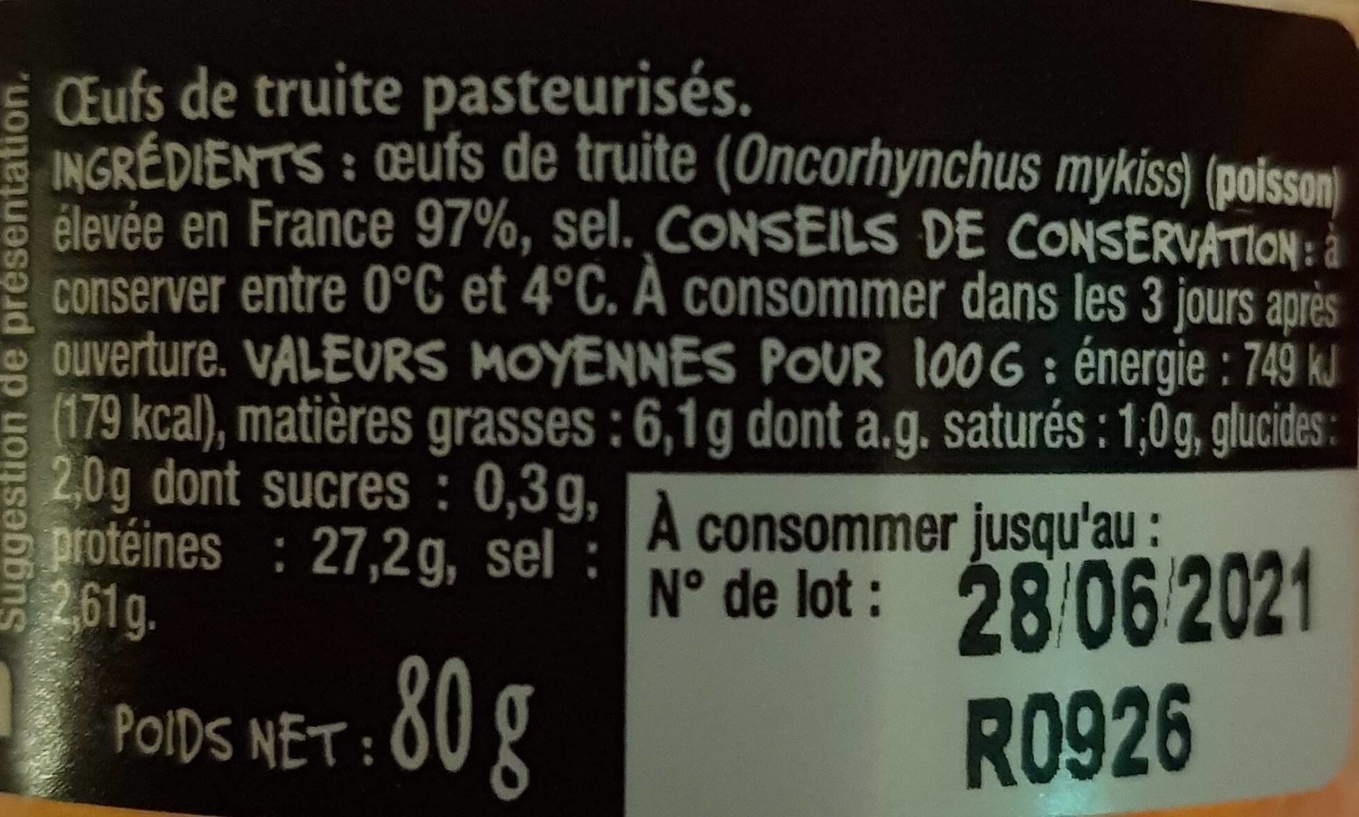 Auchan Oeufs de truite packshot