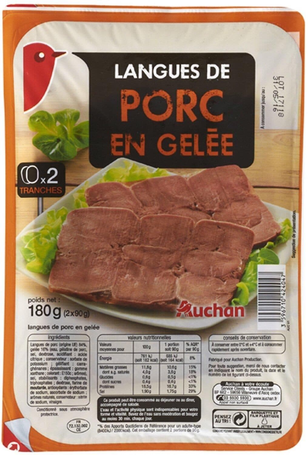 Auchan Langues de porc en gelée packshot