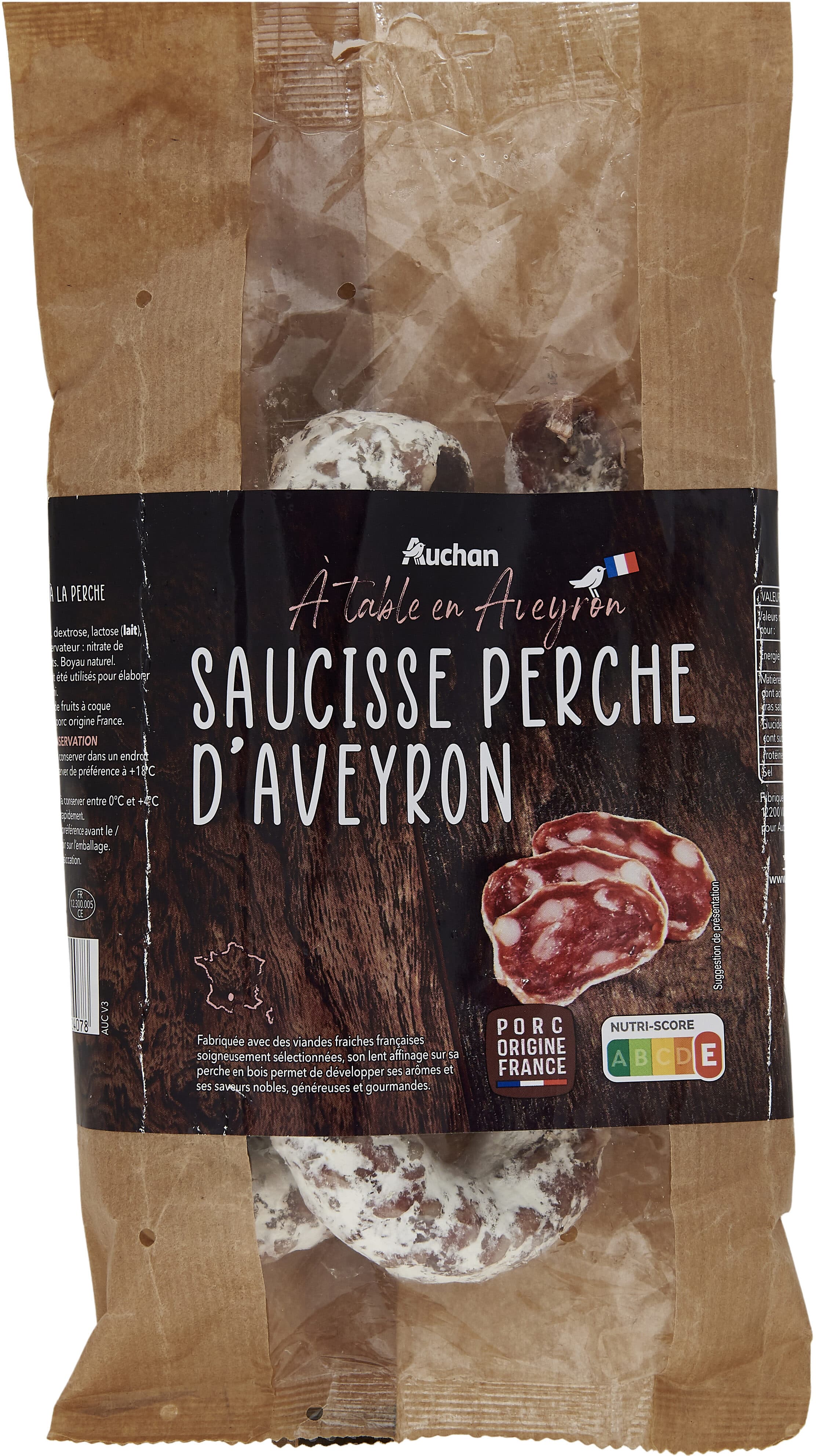 Auchan Saucisse perche d'Aveyron packshot