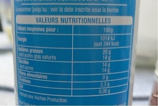 Auchan Crème SucréeLégèreA la vanille packshot