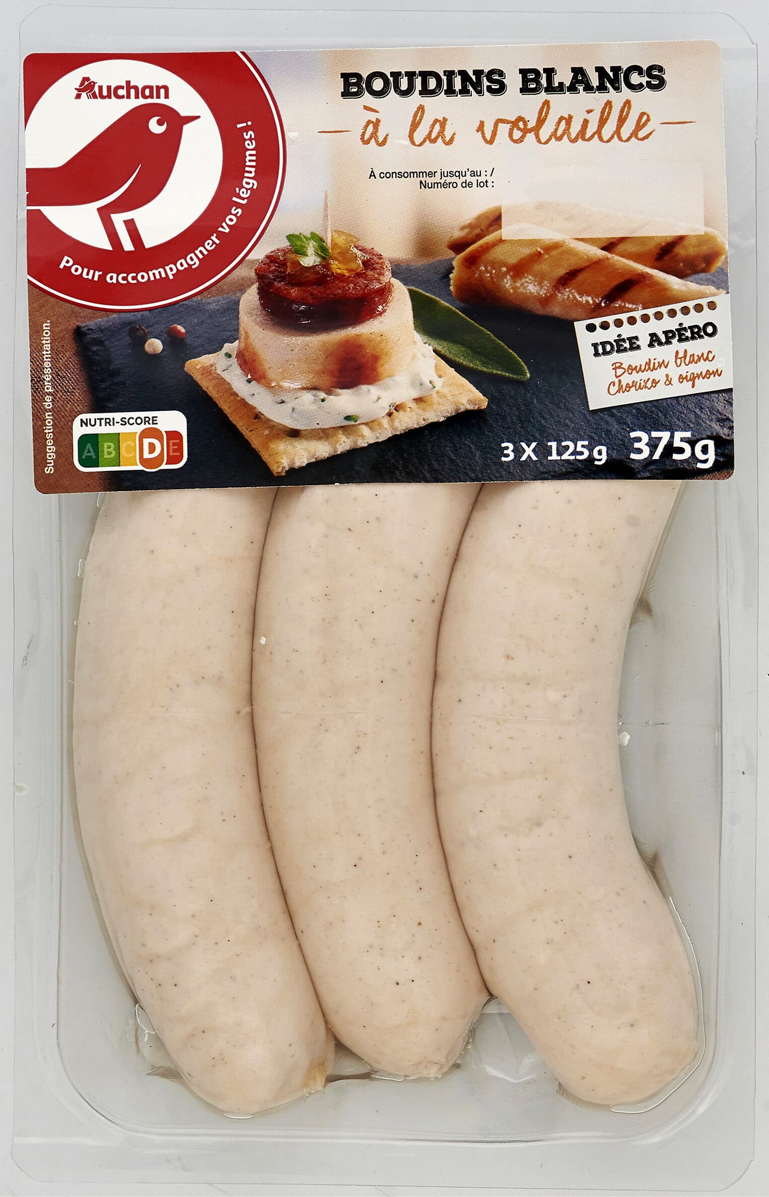 Auchan Boudins blancs à la volaille packshot
