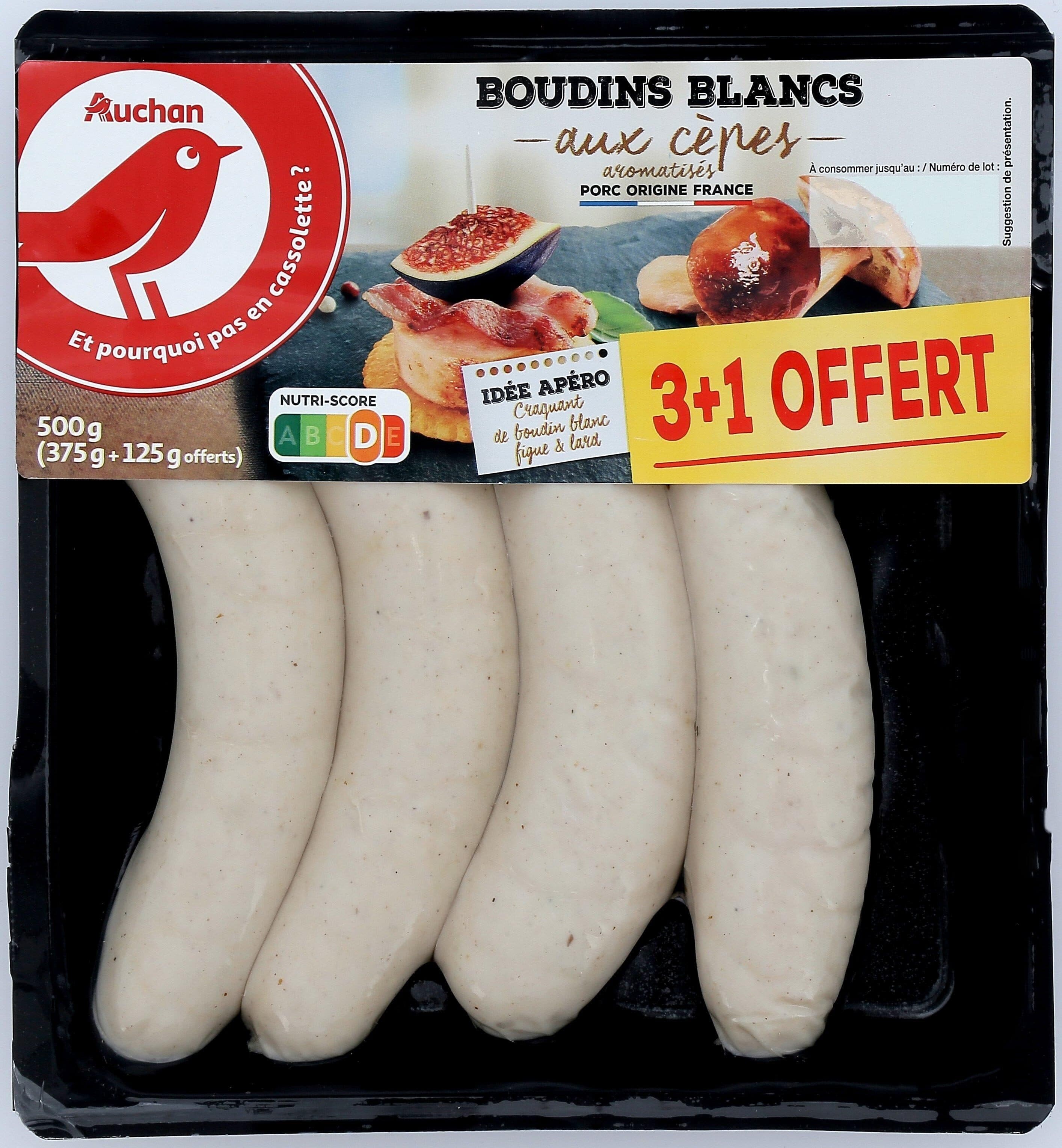 Auchan Boudins blancs aux cèpes, aromatisés packshot