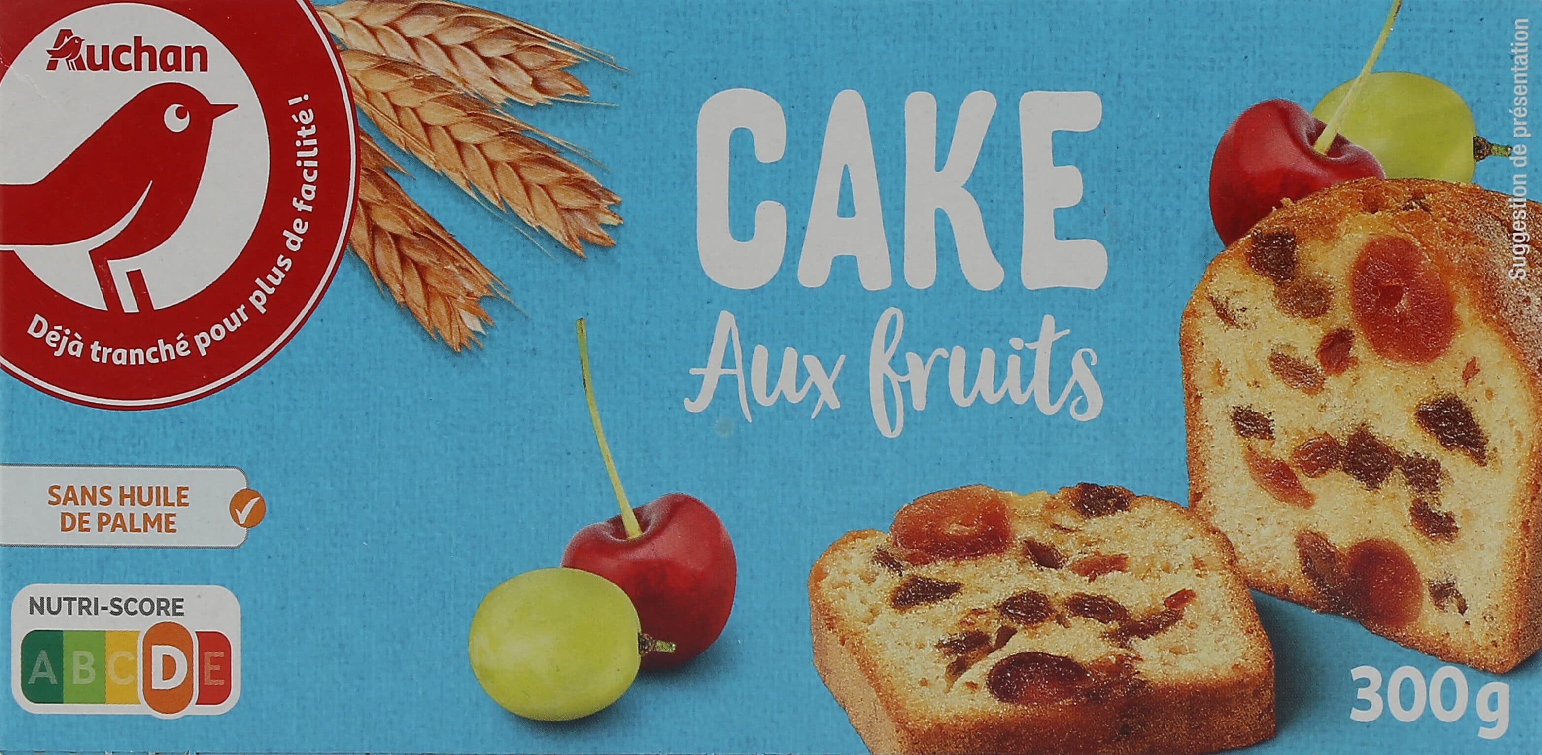 Auchan Cake aux fruits 300g packshot