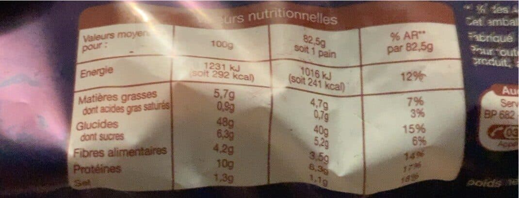 Auchan Produits de boulangerie à la farine de blé complet packshot
